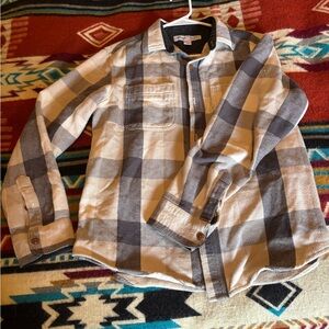 Plaid gray and cream button down